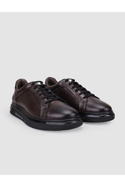 Cabani 100% Genuine Leather Brown Lace-Up Men's Sports Shoes
