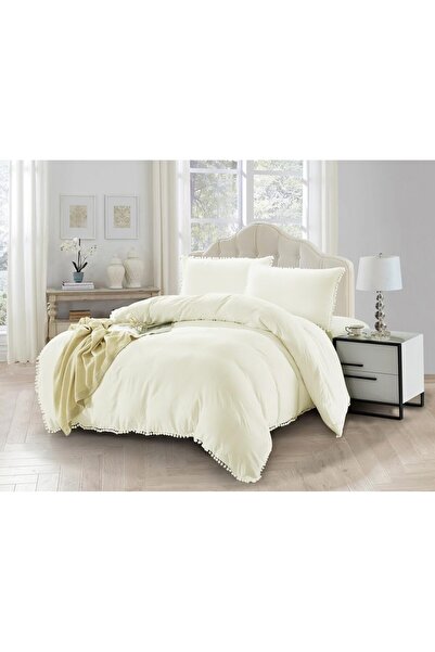 Donetella 3 -Piece Pompom Twin Size Duvet Set 170x230 cm Without Filler