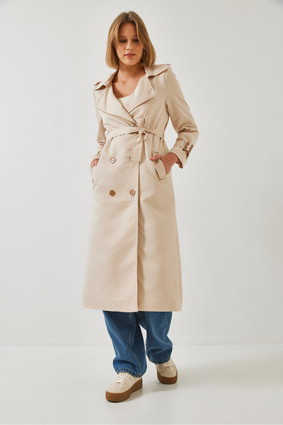 Bianco Lucci Kadın Garni Rüzgarlık Detay Kapaklı Trençkot 2488 60261003