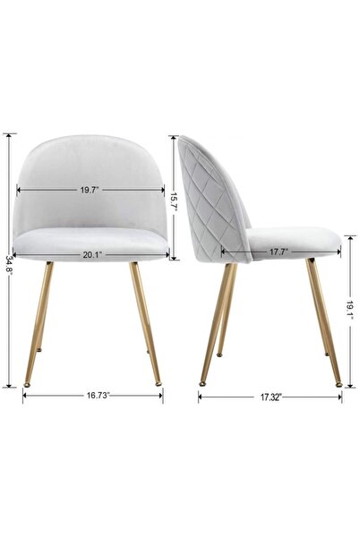 Mahmayi HYDC020 كرسي طعام مخملي رمادي لغرفة المعيشة (عبوة من 6 قطع)