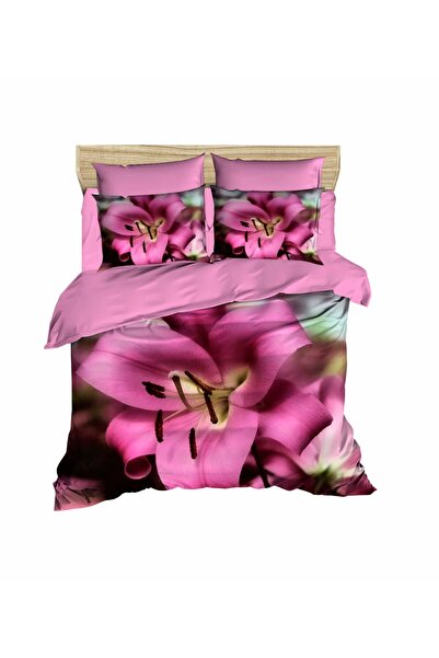 Fabeteks Valentine's Day Flower Single 3D Double Duvet Cover Pillow Set