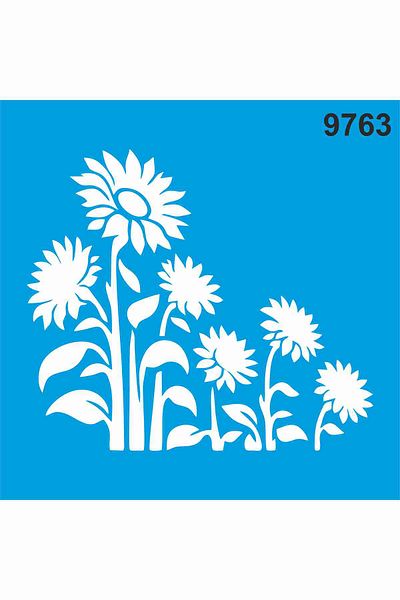 StencilSepeti Sunflower - Stencil Painting Template 50X50