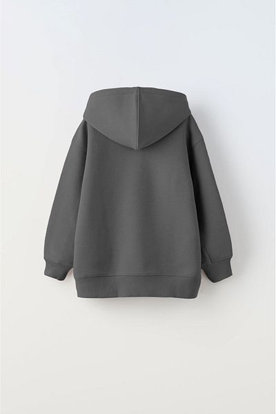 The Champ Clothing Унисекс детски суитшърт с качулка отвътре, полар, принт с текст „Any Time Every Where“ и опушен текст