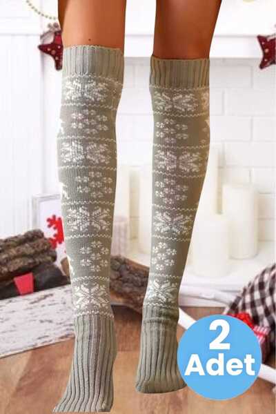 Uniquetrenders Women's New Year's Themed Snowflake Patterned Knee High Socks Set of 2