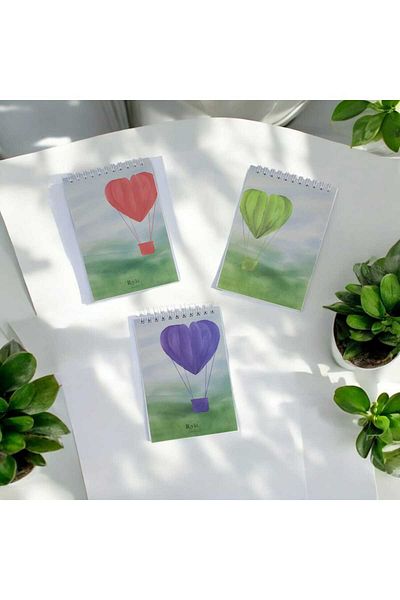 riyaz Spiral Wire Unlined Balloon - Set of 3 Note Holders, A6 Size
