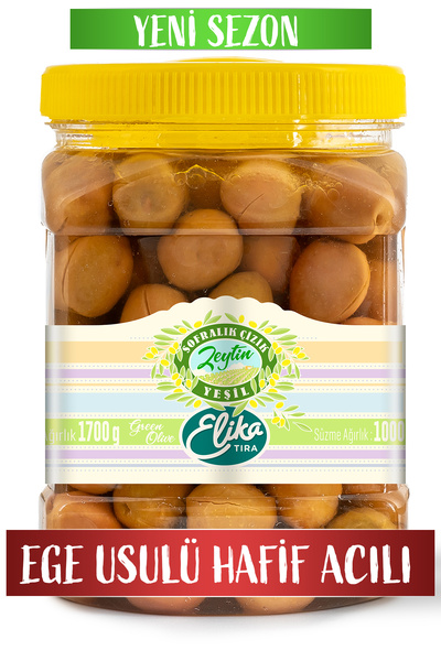 ELİKA Zeytin Doğal Salamura Yeşil Çizik Zeytin 1 Kg