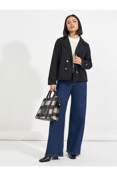 Styli Regular Fit Short Length Wool Look Blazer