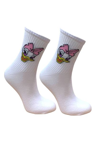 AL Bİ 90LIK Mrs. Daisy Duck Cartoon Character Patterned College Socks