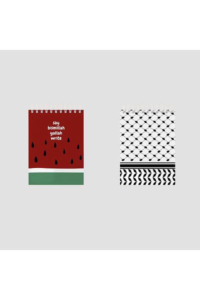 riyaz Palestine Set of 2 - A6 Size Spiral Ring No Line Note Holder