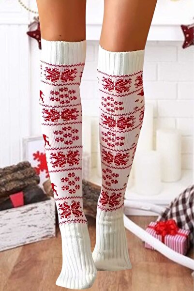 Uniquetrenders Women's New Year's Themed Snowflake Patterned Knee High Socks
