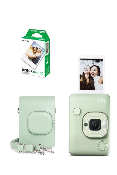 Fujifilm Instax Mini LiPlay Hybrid Matcha Green Fotoğraf Makinesi 10'lu Film Liplay Uyumlu Çantalı Set
