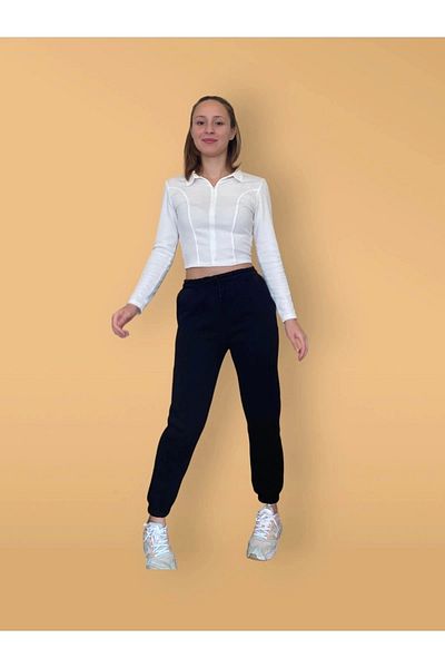 Tam12den Home Women's 3-Thread Lace-Up Raised Elastic Leg Sweatpants