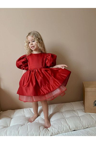 Linola Baby Kids Daisy Red Puffy Ballerina Dress