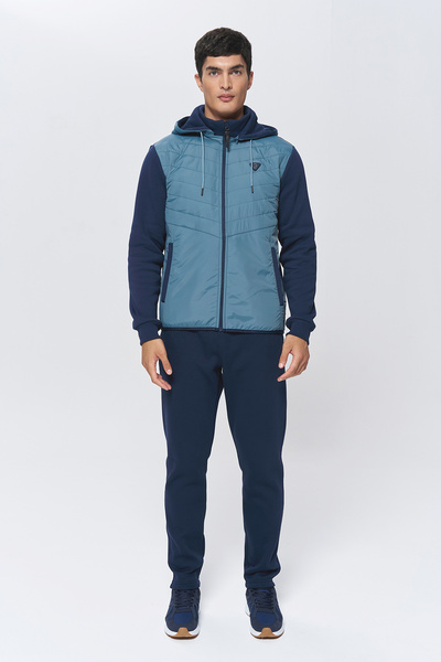 bilcee Erkek Mavi Kışlık Fleezli Dokumalı 3 İplik Şardonlu Alt Üst Eşofman Takımı 9886