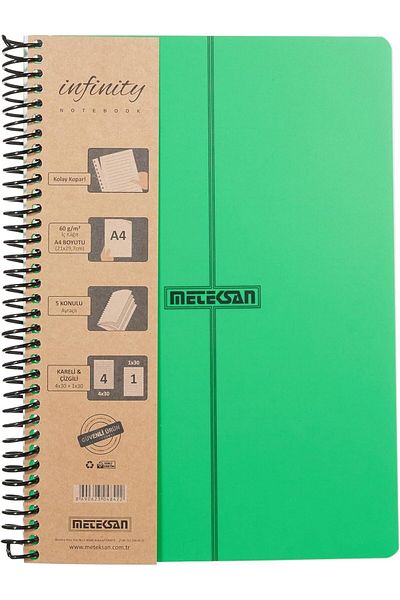 STOREMAX Ntwork Infinity Primary Series, A4, 5 Subjects (4 Squares, 1 Line) 150 Sheets Pp Cover Spiral