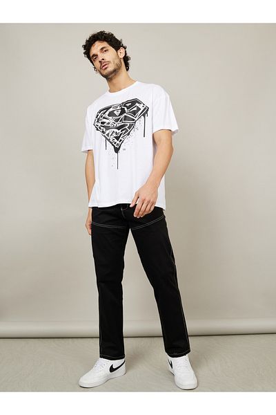 Styli Contrast Stitch Detail Cotton Twill Relaxed Fit Chino