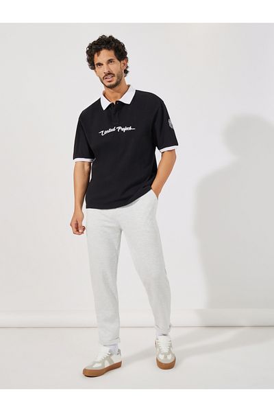Styli Textured Slim Fit Turn-Up Hem Knitted Pants