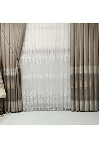 NİVEMESHOME Nivemeshome Monalizza V-5421 1/3 Плътно набрана завеса за фон Зав...