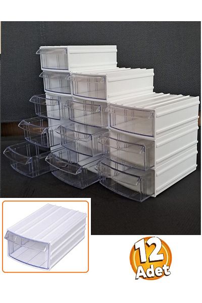Depolife Transparent Organizer Box with Drawers 12 Boxes Dremel Engraving Bead Jewelry Storage Box Organizer