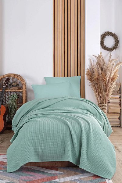 Eponj Home Mint Green Ecocel Pique Blanket - Single, 160X230Cm Sister