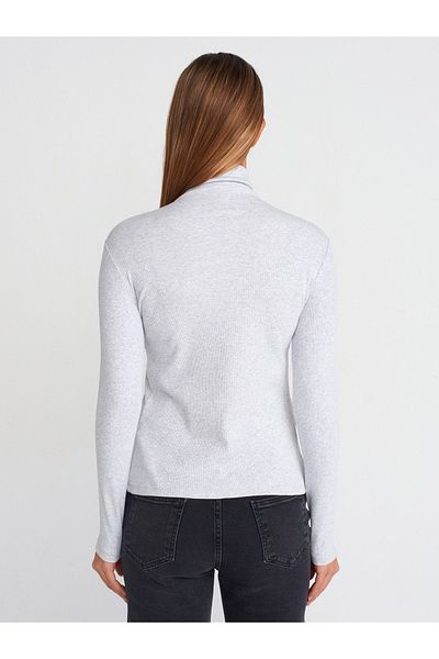 Dilvin 31440 Λεπτομερής γιακάς με κουμπιά Top-Gray Melange