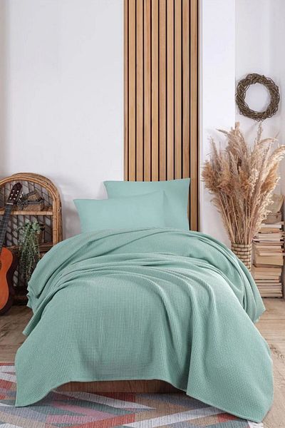 Eponj Home Mint Green Ecocel Pique Blanket - Single, 160X230Cm Sister