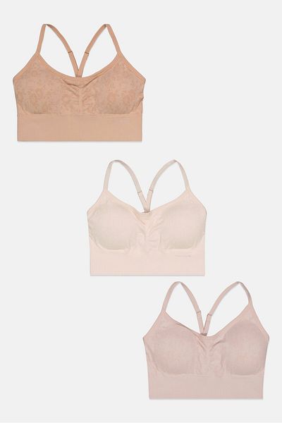 Tahari Women 3 Piece Padded Printed Bra, Beige Combo