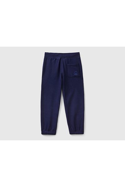 United Colors of Benetton Boy's Navy Blue Δεξιά Πίσω Τσέπη Φούτερ με λογότυπο ελαστική μέση με κορδόνι