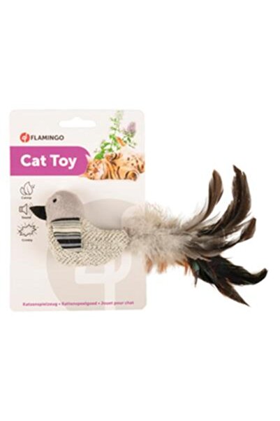 Flamingo لعبة قطط الطيور القطيفة مع النعناع البري والصوت 20 سم باللون الأبيض