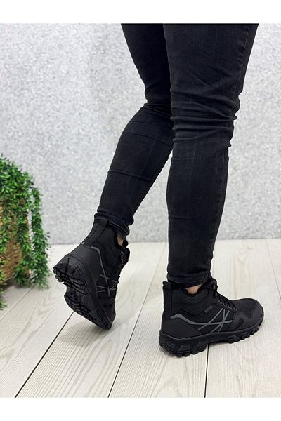 ayakkabiyolla Μαύρες μπότες Unisex με καπνιστή γούνα μέσα και φερμουάρ