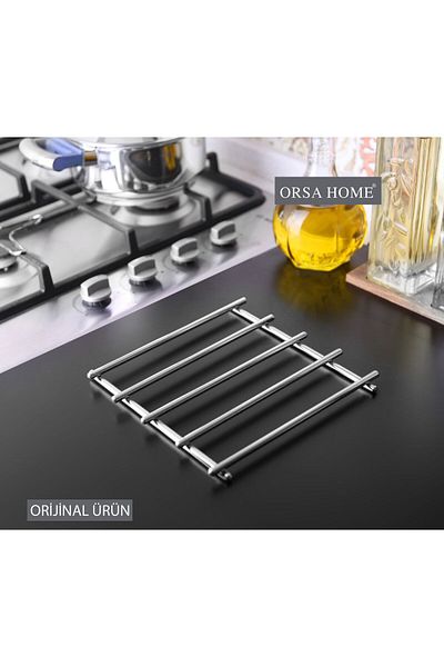 ORSA HOME 163 Chrome Fireproof Non-Stick Luxury Design Trivet