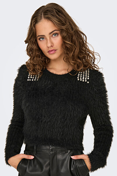 ONLY Onlsuri Stone Detailed Crew Neck Crop πουλόβερ - Regular Fit ΠΟΥΛΟΒΕΡ 15327597