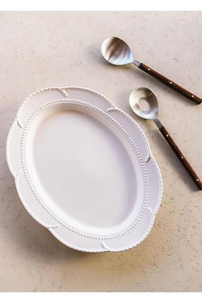 The Mia Grande Servis Tabağı Beyaz 41x31 Cm Grd0012