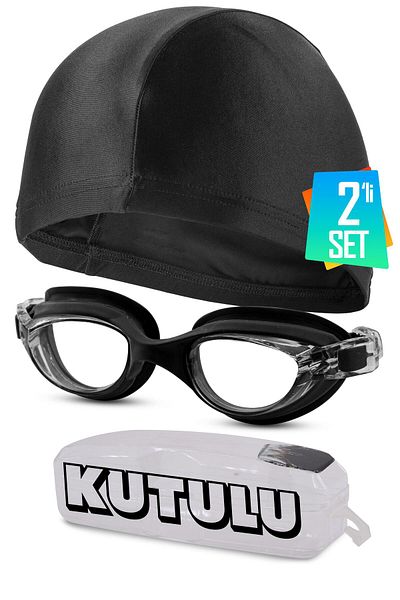 Telvesse Set of 2 Boned Boxed - Waterproof Swimming Goggles, Pool and Sea Goggles, Wide Angle Black 1020