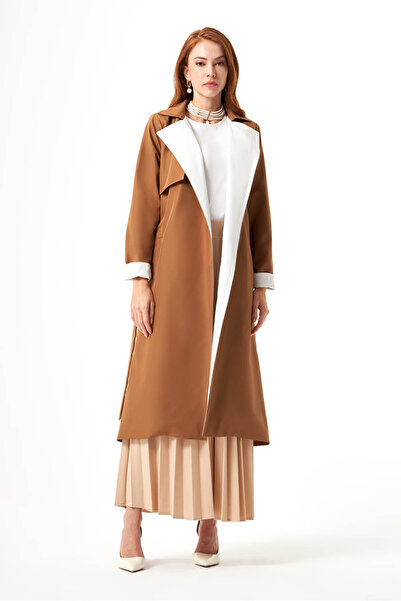 Mizalle Yaka Garnili Bakır-Bej Trençkot