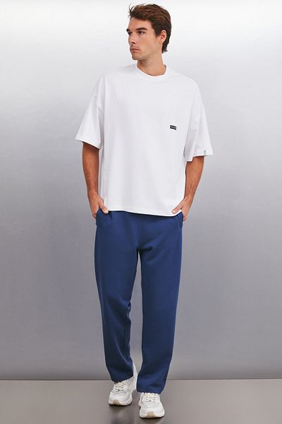 GRIMELANGE Bryce Herren-Jogginghose aus Premium-Stoff – bequem geschnittene dunkelblaue Jogginghose