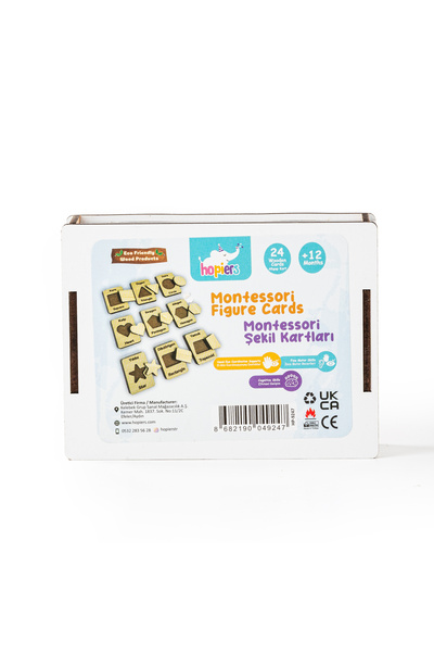 Hopiers Montessori 24 Parça Eğitici Ahşap Şekil Kartları/+12 Ay/Eğitici, Öğre...