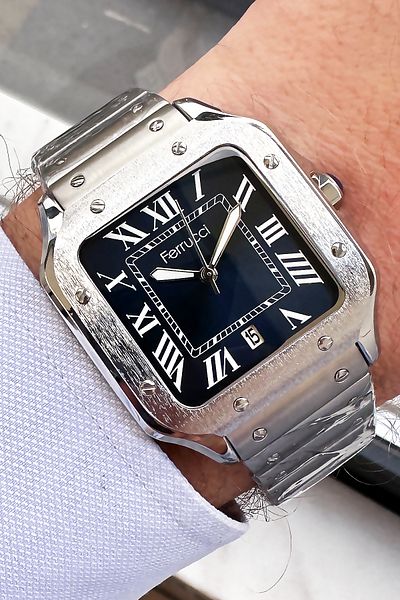 Ferrucci Men's Wristwatch 3 Atm Waterproof Silver Color Steel Cord + Bracelet Gift FRE2045C2