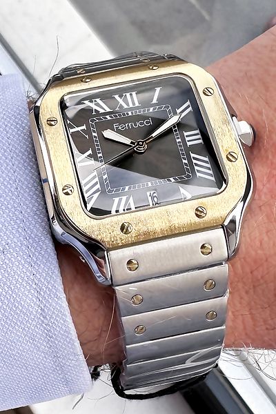 Ferrucci Men's Wristwatch 3 Atm Waterproof Silver Color Steel Cord + Bracelet Gift FRE2045C1