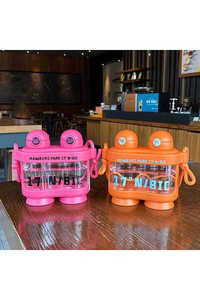 TAHA İTHALAT Fenomen Double Lid Binocular Model Water Bottle Children's Water Bottle 850 ml