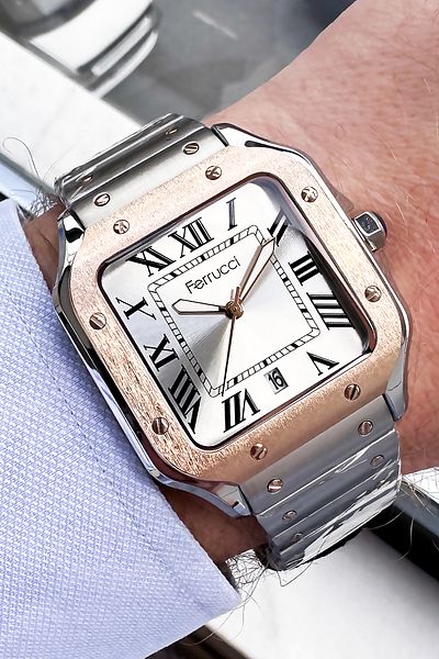 Ferrucci Men's Wristwatch 3 Atm Waterproof Silver Color Steel Cord + Bracelet FRE2045C3