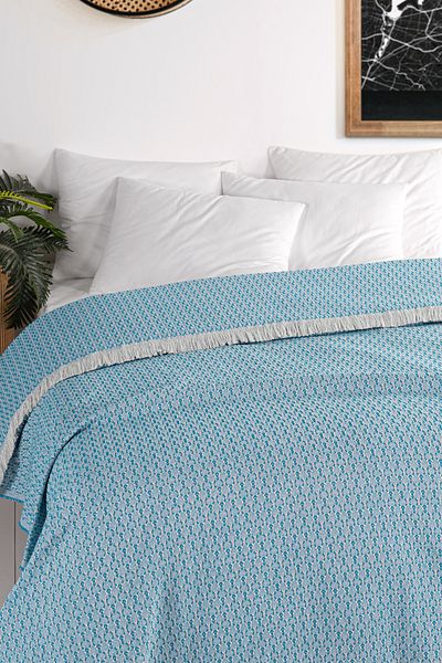 Evim Cotton Arem Turquoise Multi-Purpose Bedspread Double - 200X220 cm