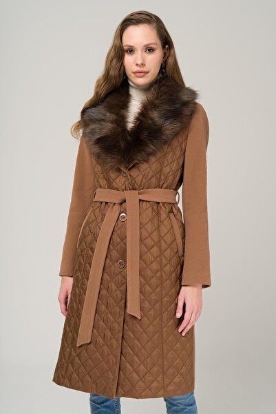 Olcay Odnímatelný kožešinový prošívaný pánský kabát s límcem TABA 3977