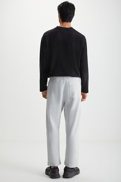 GRIMELANGE Bryce Erkek Relaxed Fit Rahat Kesim Beli Lastikli Premium Kumaş Açık Gri Eşofman Altı