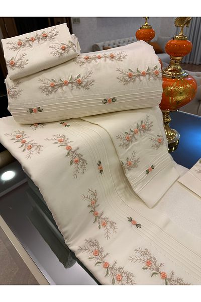 incisecrethome Handcrafted Rococo Set of Pique and Duvet Cover Set of 7 Pieces.