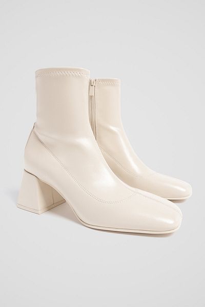 Stradivarius Block heel faux-patent-finish ankle boots