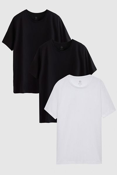 D'S Damat Μπλουζάκι Ds Damat Slim Fit Μαύρο/άσπρο 3 τεμαχίων