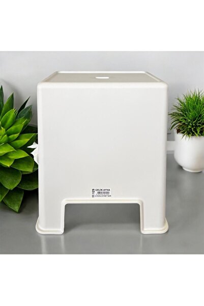 Funny Life Kaydırmaz Banyo Taburesi Çelik Ayna Büyük Strong Çok Amaçlı Beyaz Banyo Taburesi