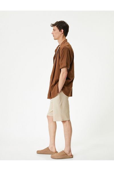 Koton Sommer Shorts Schnürung Taille Tasche Detailliert Strukturiert