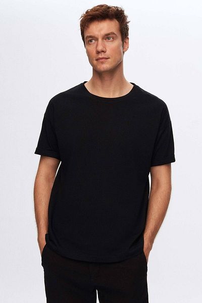 D'S Damat Μπλουζάκι Ds Damat Comfort Μαύρο 3 τεμαχίων Loose Cut 100% βαμβάκι